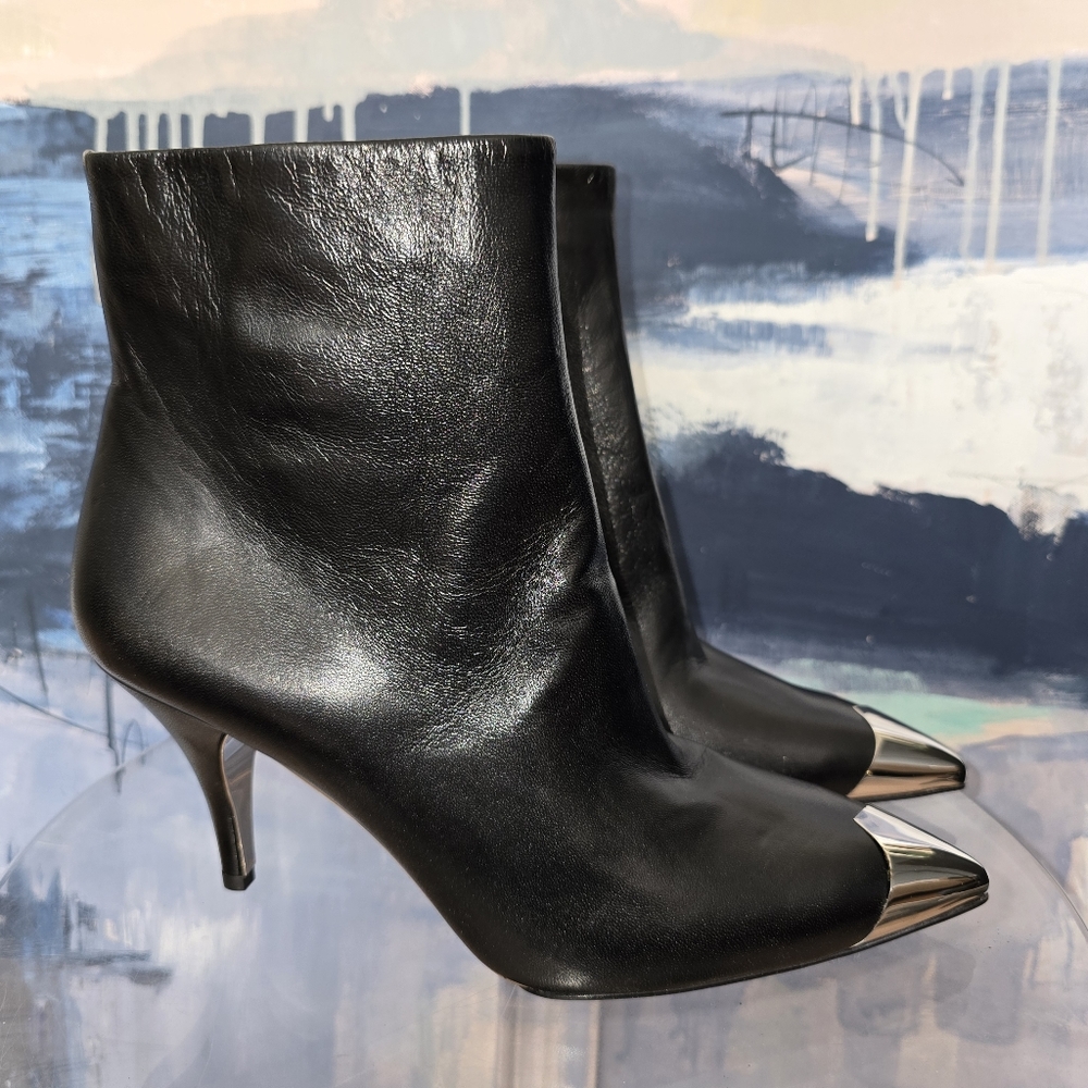 RAF Calvin Klein 205W39NYC Rosella Black Zip Up Heeled Boot Sz40.5 euro 10.5